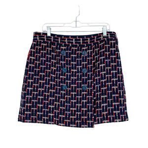 Ann Taylor Loft Women’s‎ Skirt Size 10 Buttons Red White Blue Faux Wrap